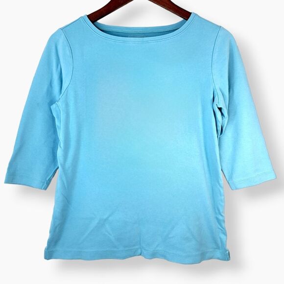 L.L. Bean Turquoise Blue Classic Plain Casual Loungewear 3/4 Sleeve Shirt Top S - Picture 1 of 10